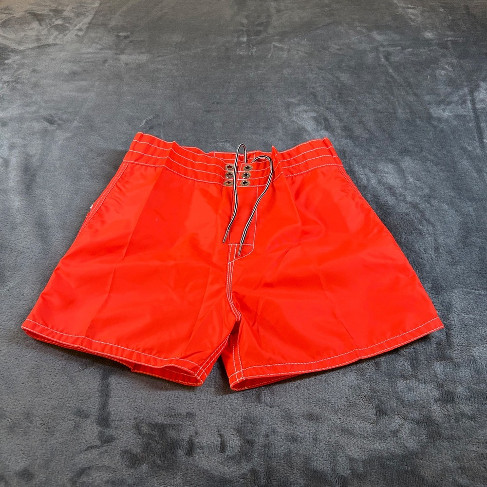 Birdwell Beach Britches Board Shorts Surf Made in USA Retro Red Mens size 26